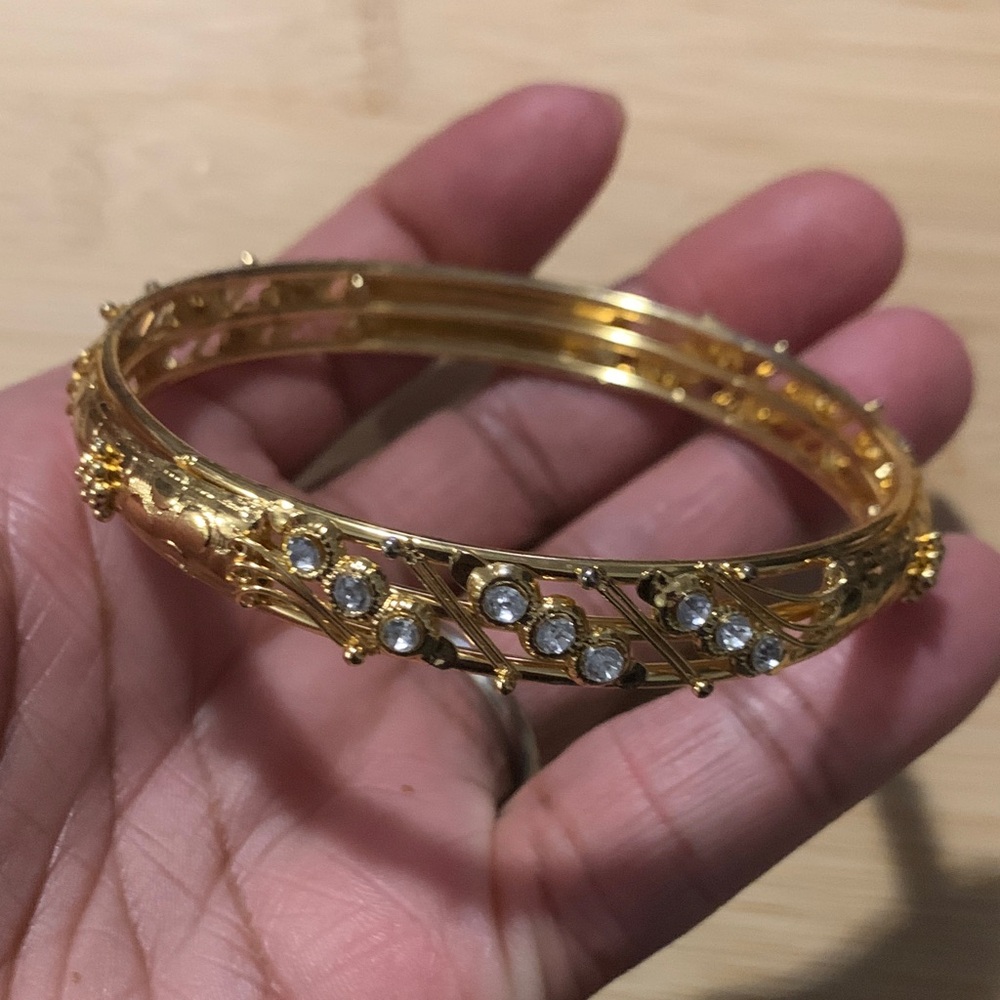 Gold Bangle with Rhinestones